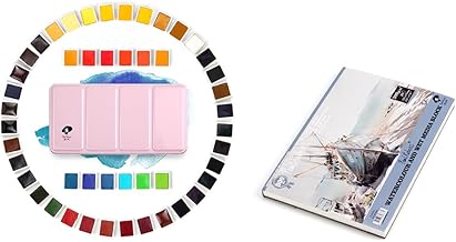 [[===Paul Rubens Artist Grade Watercolor Paint, 48 Colors Solid Cakes with Watercolor Block, 140-lb Artist Quality for Artists, Beginners, Hobbyists, Students