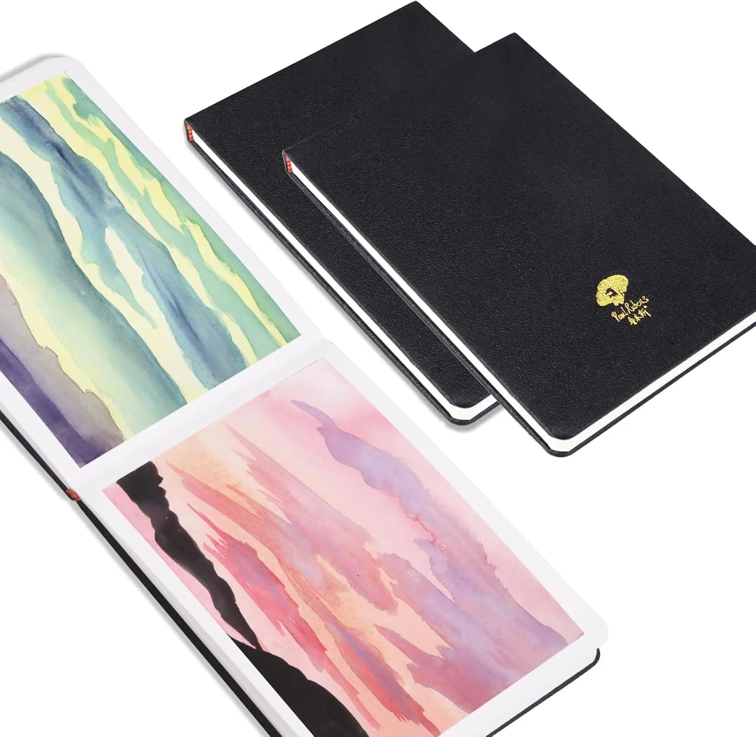 【【】】========Paul Rubens 2 Pack Watercolor Paper, 100% Cotton Hot Press Watercolor Journal 7.6"x 5.3", 40 Sheets (140lb/300gsm), Acid-Free Art Supplies for Watercolors, Gouache, Acrylics