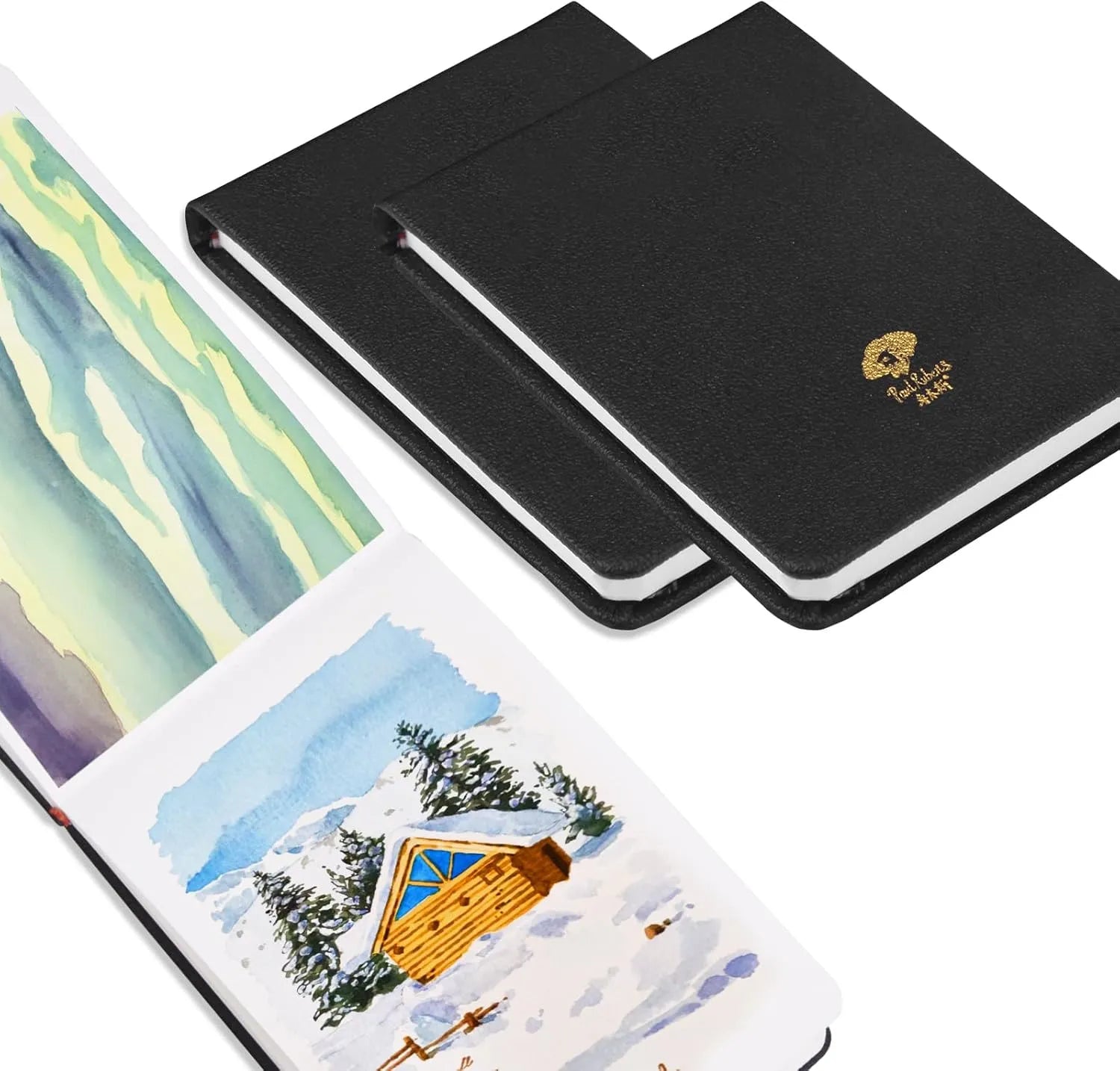 【【】】========Paul Rubens 2 Pack Watercolor Paper, 100% Cotton Hot Press Watercolor Journal 7.6"x 5.3", 40 Sheets (140lb/300gsm), Acid-Free Art Supplies for Watercolors, Gouache, Acrylics