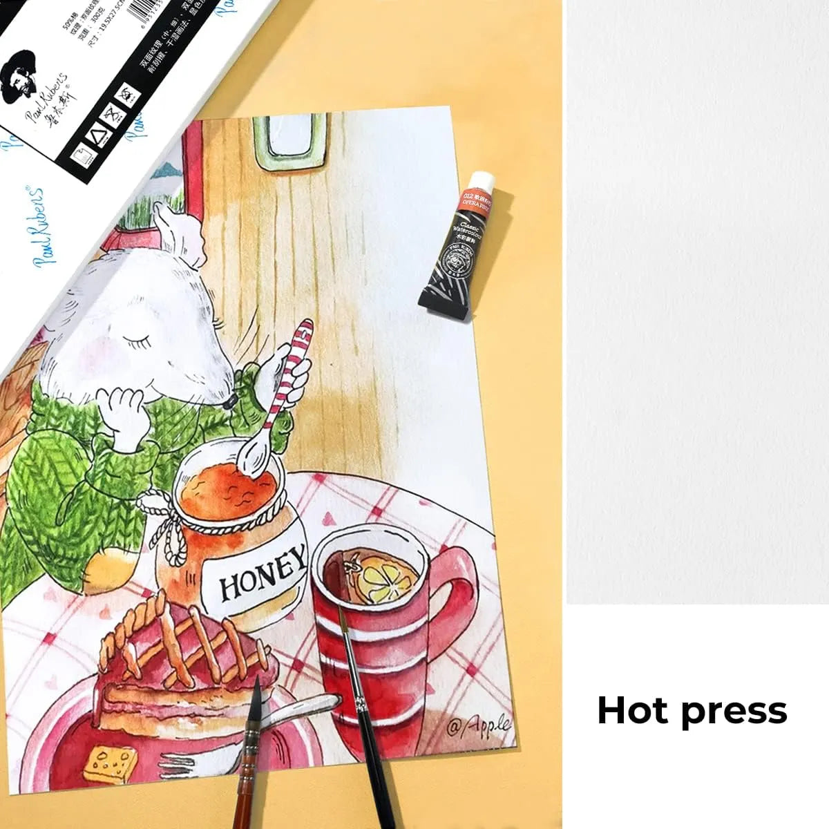 [[======Paul Rubens 60 Sheets Watercolor Paper,Hot Press 50% Cotton&140lb /300gsm Acid-Free  White Paper for Artists, Students & Adults£¨10.63 * 7.68 inch£©