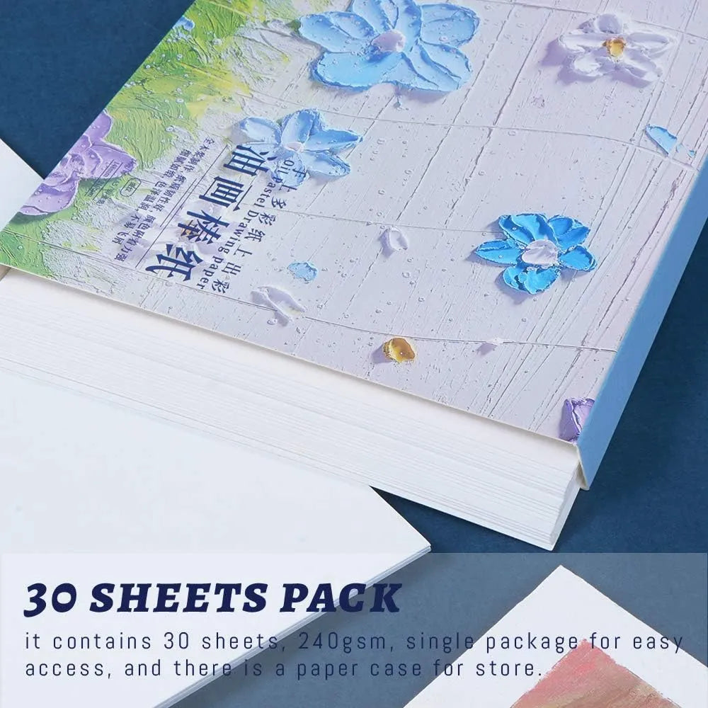 [[=======Paul Rubens Art Supplies Drawing Paper, Acid-Free Pastel Paper A5 Size (5.8 x 8.3 Inches) 30 Sheets, 112lbs/240gsm for Oil Pastels, Hard or Soft Pastels, Other Mixed Medium