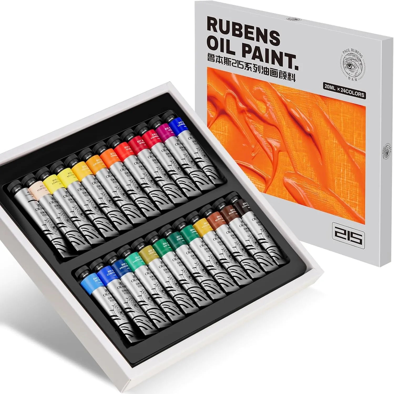 [[======Paul Rubens Oil Paint, 24 Colors*20ml/0.67 oz Tubes, Professional Bright Oil Colors with High Saturation, Creamy Texture, and Consistency, Art Supplies for Artists, Students, Beginners