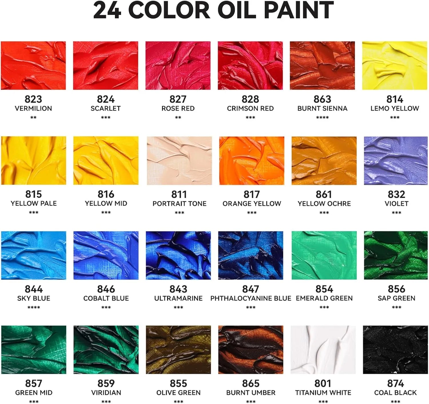 [[======Paul Rubens Oil Paint, 24 Colors*20ml/0.67 oz Tubes, Professional Bright Oil Colors with High Saturation, Creamy Texture, and Consistency, Art Supplies for Artists, Students, Beginners