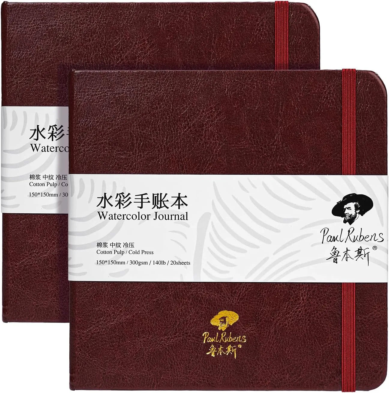 [[=========Paul Rubens Square Watercolor Journal, 1 & 2 Pack 40 Sheets 100% Cotton Acid-Free Cold Press Watercolor Sketchbook 4.72 * 4.72 &  5.91 * 5.91 Inches, 140lb/300gsm for Watercolors, Gouache, Acrylics