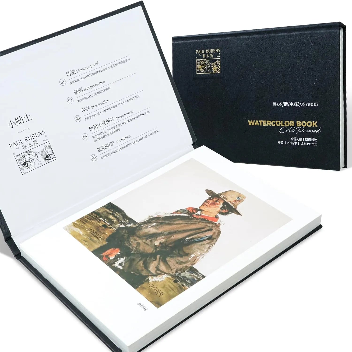 [[=======Paul Rubens Watercolor Block, High Absorption, Artist Quality Cold-Pressed Watercolor Sketchbook 10.82 x 7.79'', 100% Cotton 140lb/300gsm 20 Sheets, Art Supplies for Beginners, Artists & Professionals