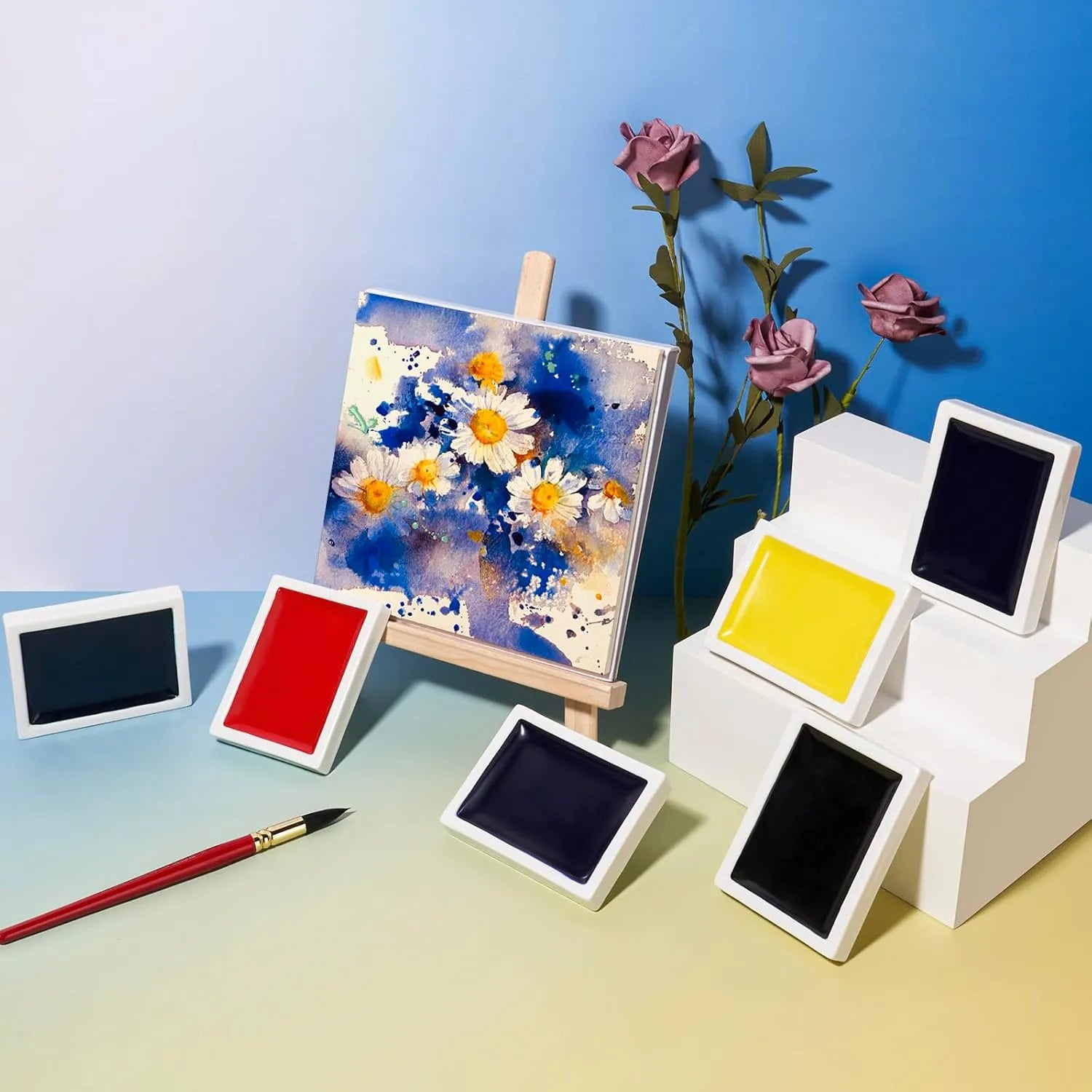 ========Paul Rubens Watercolor Paint (Prussian Blue), 90g Large Ceramic Pan Artist Grade Watercolor Paint, Fine Texture, High lightfastness Professional Watercolor for Artists, Beginners, and Adults