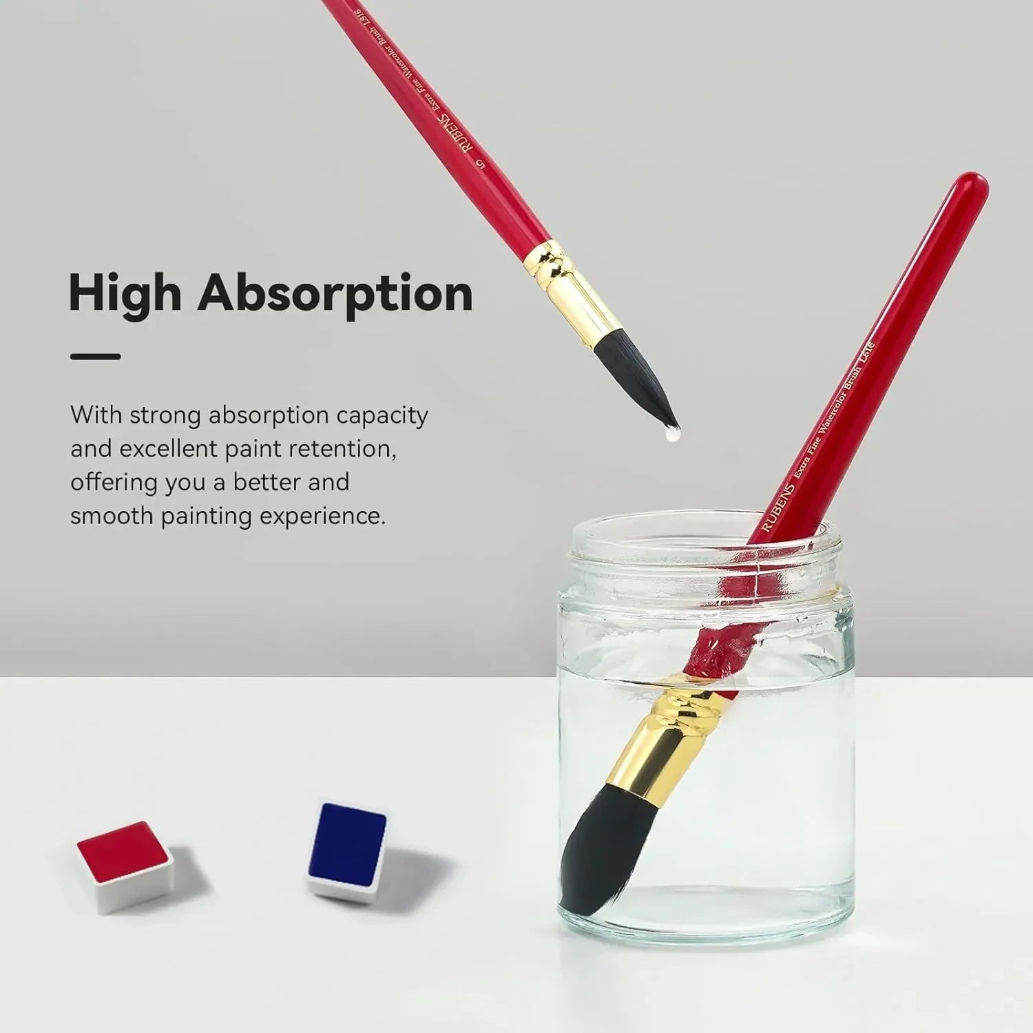 [[=======Paul Rubens Watercolor Paint 24 Vivid Floral Colors & #1#3#5#7 Synthetic Squirrel Hair Paint Brushes kit