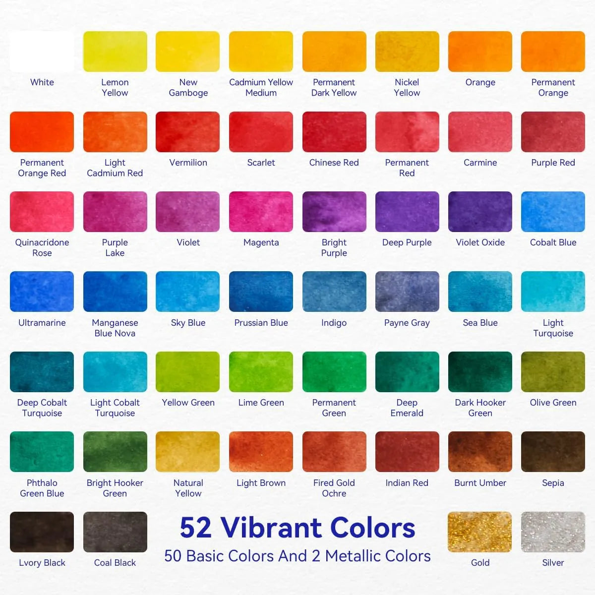 [[======52 Colors Travel Watercolor Paint Set (Purple Case) And Paul Rubens 5.8 x 4.1 Inches Organ Style Watercolor Paper, 140lb/300GSM 50% Cotton Hot Pressed Pack of 2 (20 Sheets)