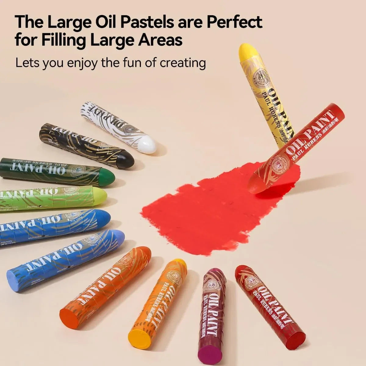 [[========Paul Rubens 12 Vibrant Colors Extra Large Oil Pastels Set A 60g Extra Large White Oil Pastels Set (Pack of 2)