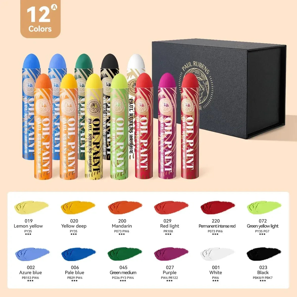 [[========Paul Rubens 12 Vibrant Colors Extra Large Oil Pastels Set A 60g Extra Large White Oil Pastels Set (Pack of 2)