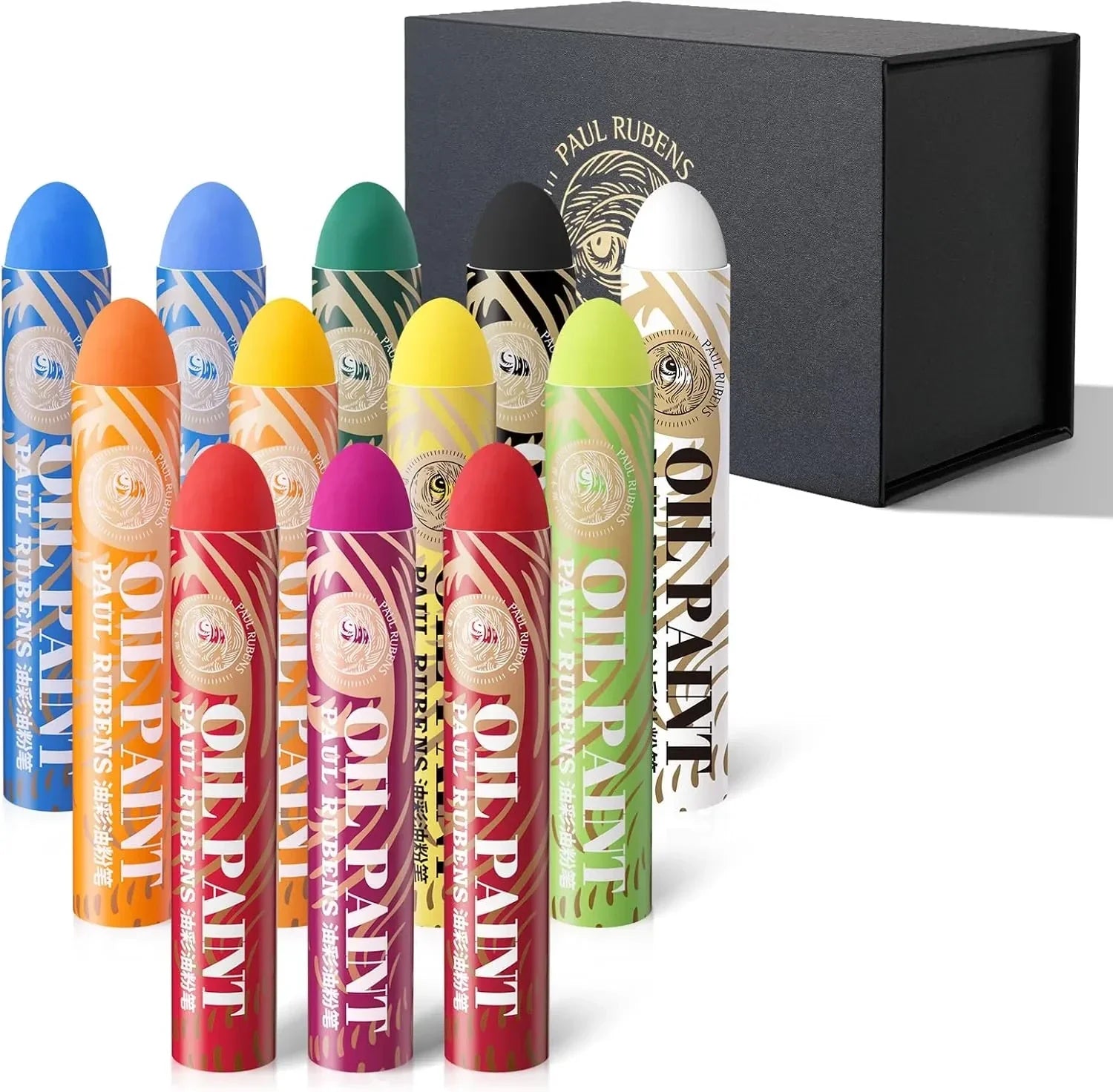 [[========Paul Rubens 12 Vibrant Colors Extra Large Oil Pastels Set A 60g Extra Large White Oil Pastels Set (Pack of 2)