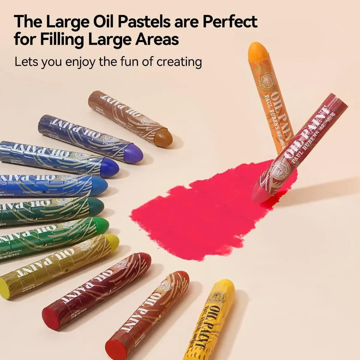 [[======Paul Rubens 12 Vibrant Colors Extra Large Oil Pastels Set B 60g Extra Large Black Oil Pastels Set (Pack of 2)