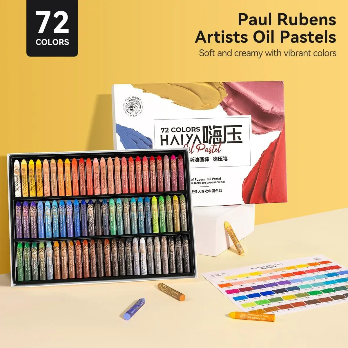 [[====Paul Rubens 72 Vibrant Colors Oil Pastel Set Oil Pastels Paper, Mixed Media Sketchbook, 112lbs/240gsm Acid-Free Art Papers 8.7 x 11.7, 30 Sheets