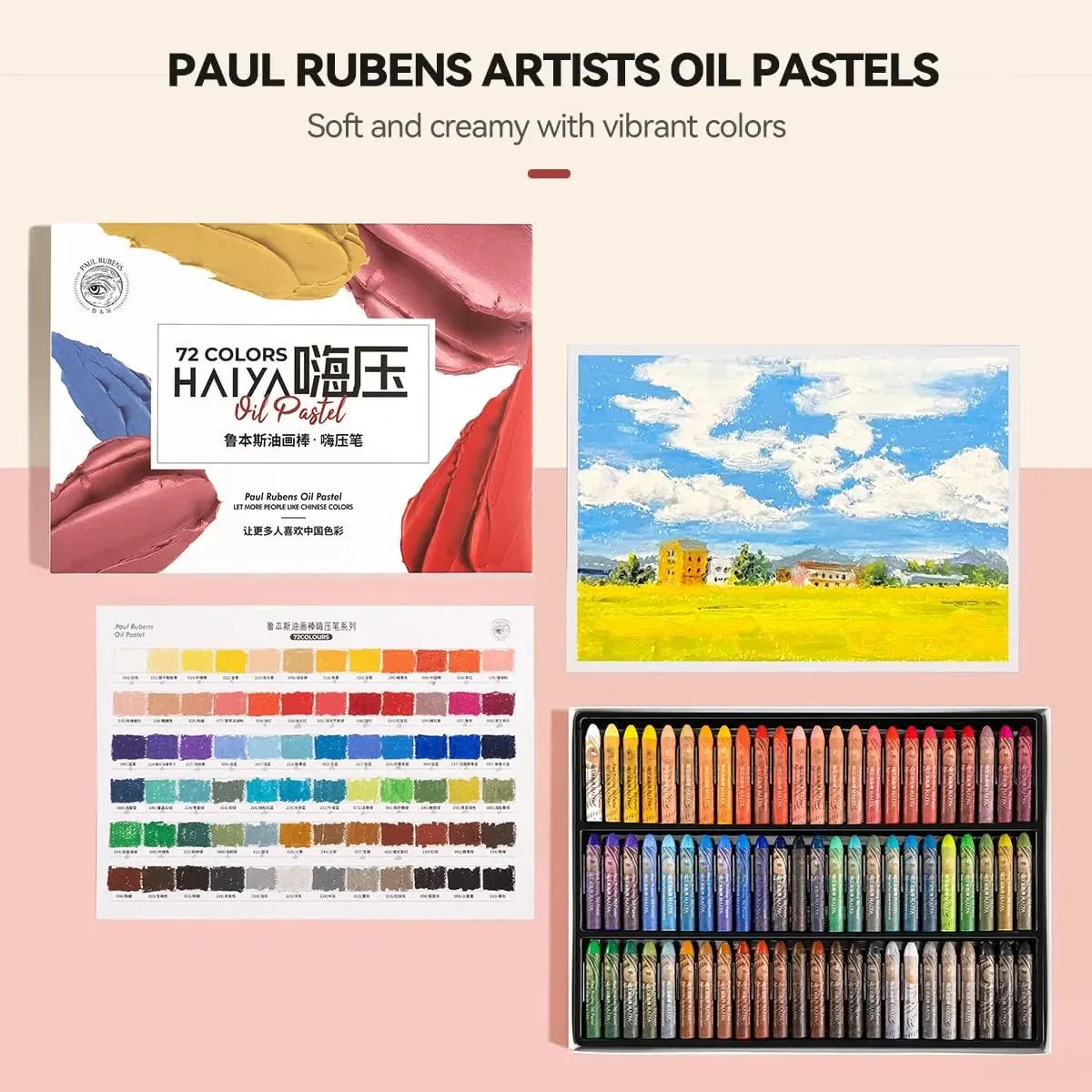 [[====Paul Rubens 72 Vibrant Colors Oil Pastel Set Oil Pastels Paper, Mixed Media Sketchbook, 112lbs/240gsm Acid-Free Art Papers 8.7 x 11.7, 30 Sheets
