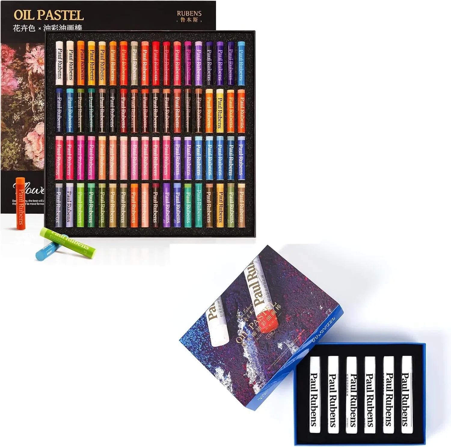 [[===Paul Rubens Oil Pastels Set with 50 Colors Artist Soft Oil Pastels+6 Pcs White Oil Pastels+8.7 x 11.7 Inches Oil Pastel Book¡ꡧ30 Sheets¡ê?+5 Palette Knives for Artists, Professionals, Student, Hobbyist