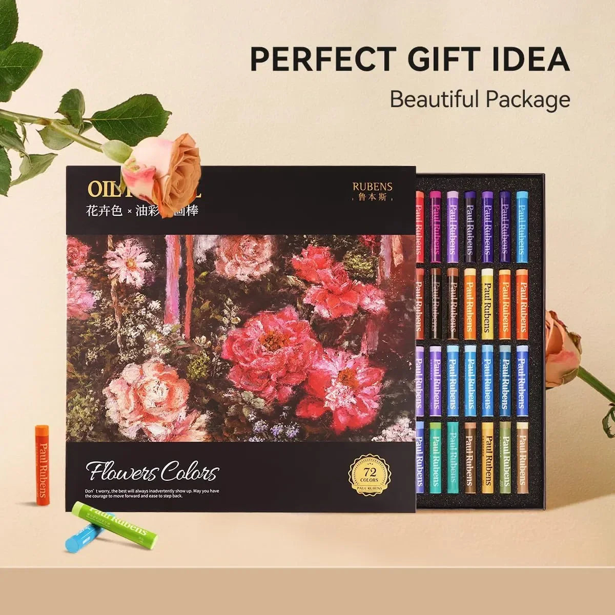 [[===Paul Rubens Oil Pastels Set with 50 Colors Artist Soft Oil Pastels+6 Pcs White Oil Pastels+8.7 x 11.7 Inches Oil Pastel Book¡ꡧ30 Sheets¡ê?+5 Palette Knives for Artists, Professionals, Student, Hobbyist