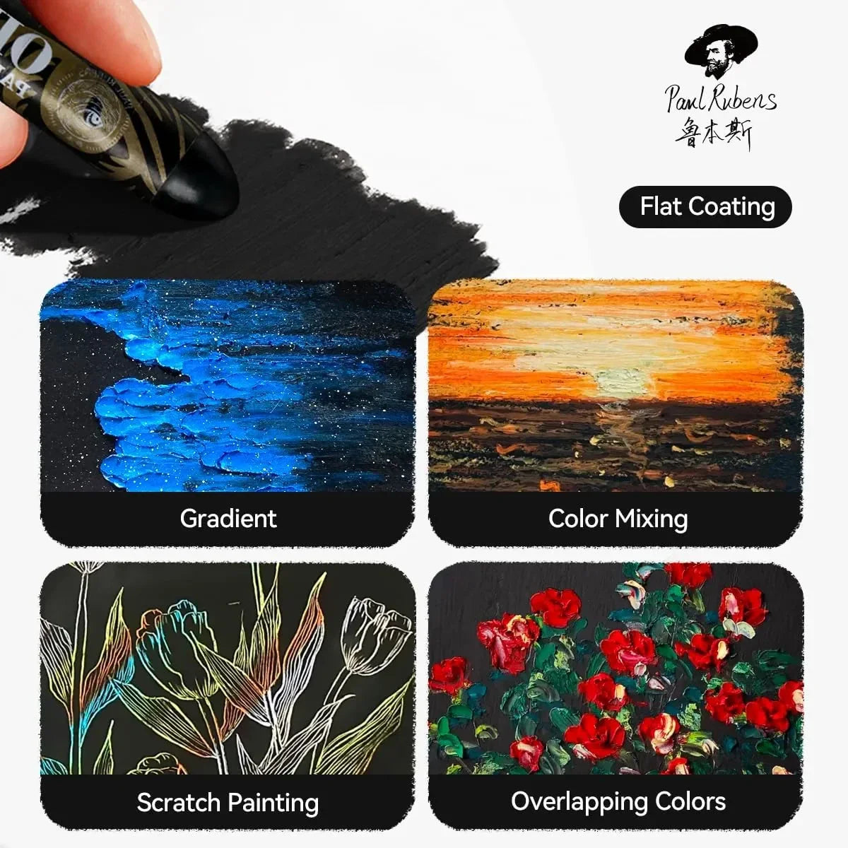 [[======Paul Rubens Oil Pastels for Artists, 72 Landscapes Colors Artist Soft Oil Pastel Set 60g Extra Large Black Oil Pastels Set (Pack of 2)