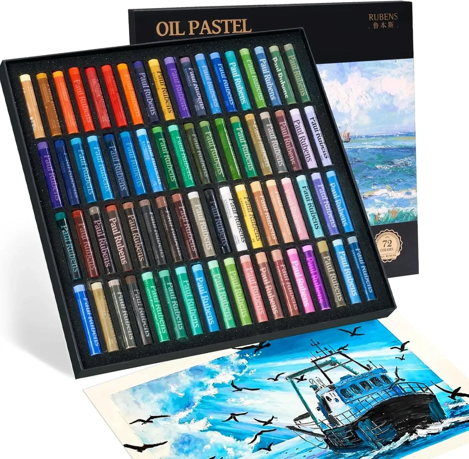 [[======Paul Rubens Oil Pastels for Artists, 72 Landscapes Colors Artist Soft Oil Pastel Set 60g Extra Large Black Oil Pastels Set (Pack of 2)