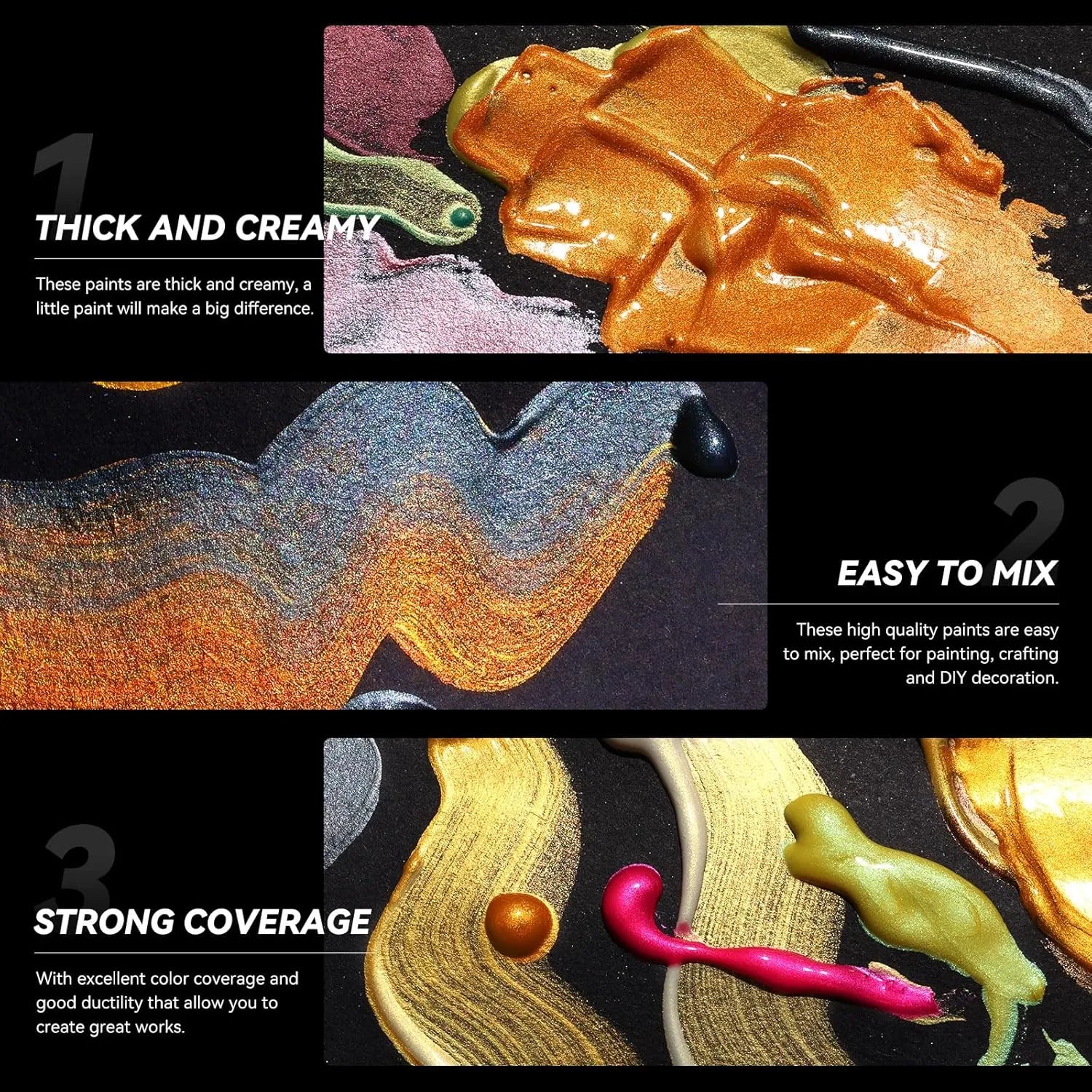 [[========Paul Rubens Acrylic Paint, 12 Colors Metallic Acrylic Paint Set A, 2oz/60ml Bottles, Rich Pigments, Strong Coverage Acrylic Paints For Adults, Artists, Beginners On Canvas Rocks Wood Ceramic Fabric