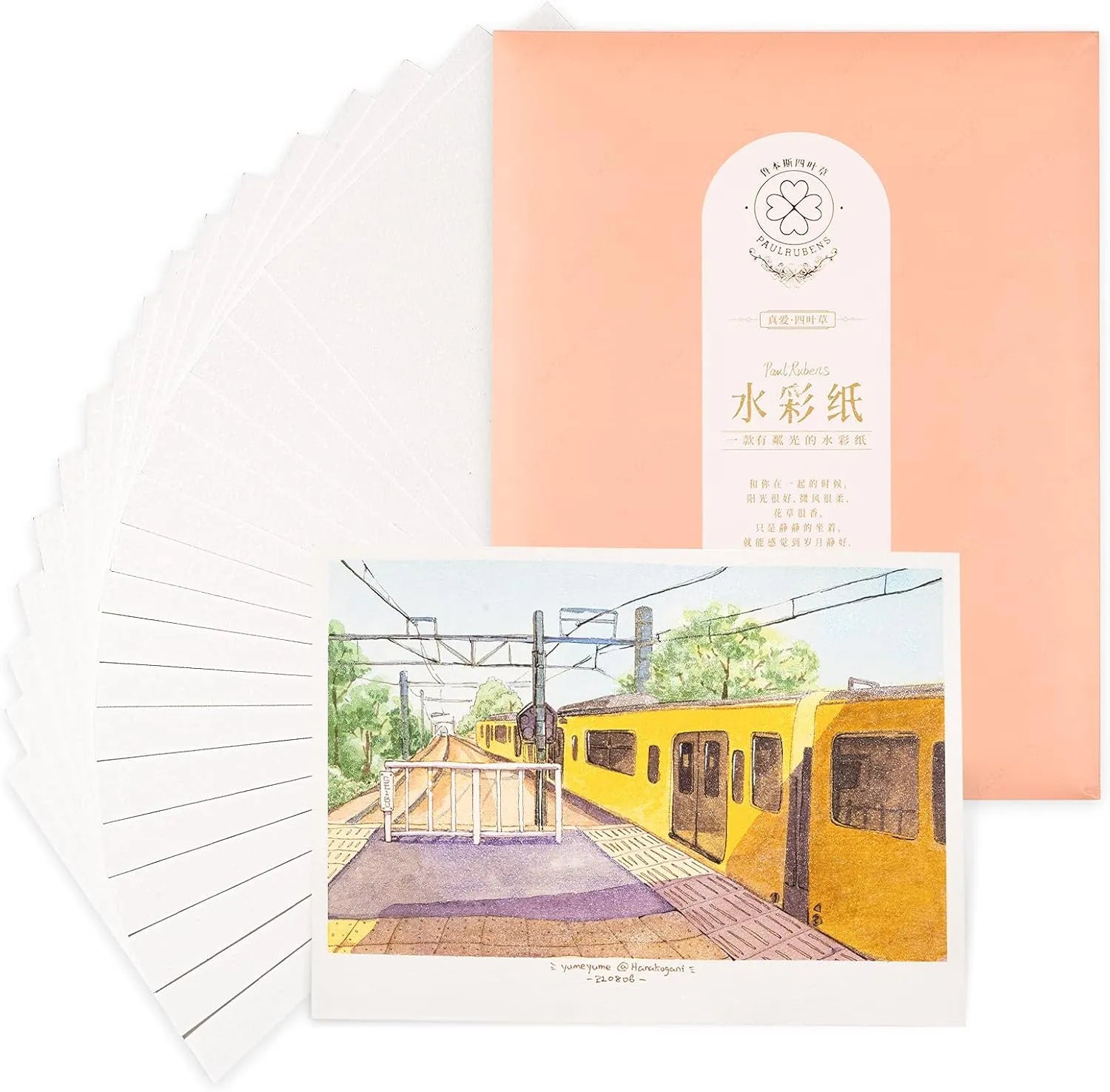 [[======Paul Rubens Art Supplies Watercolor Paper, Hand-Made Paper Cold Press, 100% Cotton Rag with Glitter Sparkling Effect, Acid-Free Paper 140lb/300gsm, 7.67"x 5.31" for Wet & Dry Mixed Media, 20 Sheets