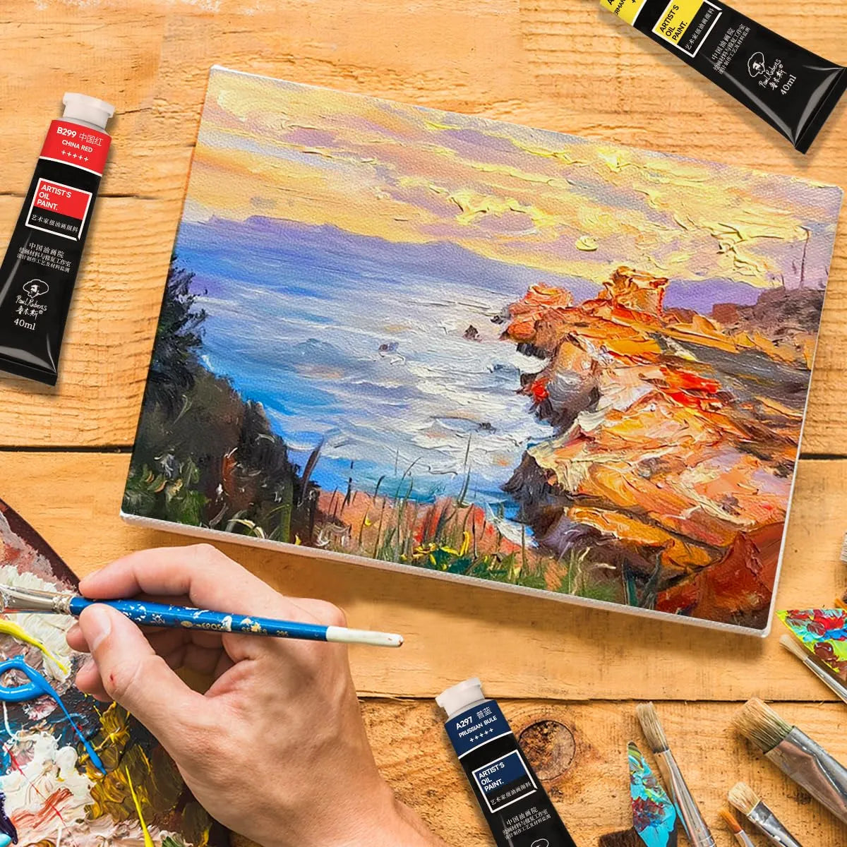 [[========Paul Rubens Artist Oil Paint,10 Vibrant Colors with Great Lastfastness, 40ml Large Capacity Tubes, Professional Oil Paint Set Supplies for Artists, Students, Beginners