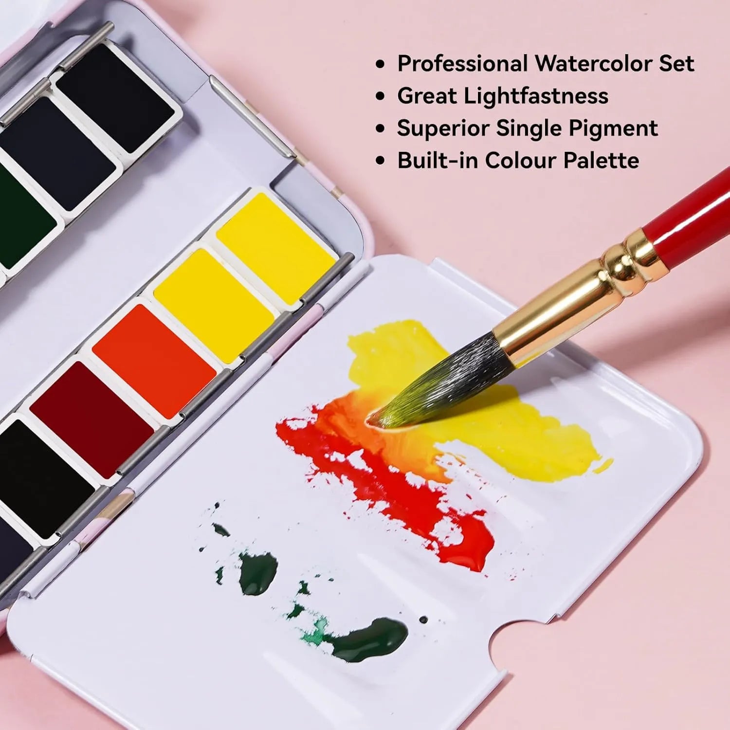 【【】】=========Paul Rubens Artist Watercolor Paint Set,12 Vibrant Colors in Portable Box, Great Lightfastness, Perfect Travel Professional Watercolor Set for Artists, Beginners, Adults