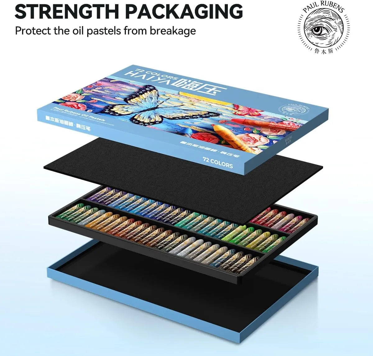 [[====Paul Rubens Oil Pastels Set - 72 Vibrant Colors, Ultra-Soft and Creamy Texture, Easy to Blend for Artists and Beginners - Bullet Head Design for Drawing, Painting, Sketching - New Packaging