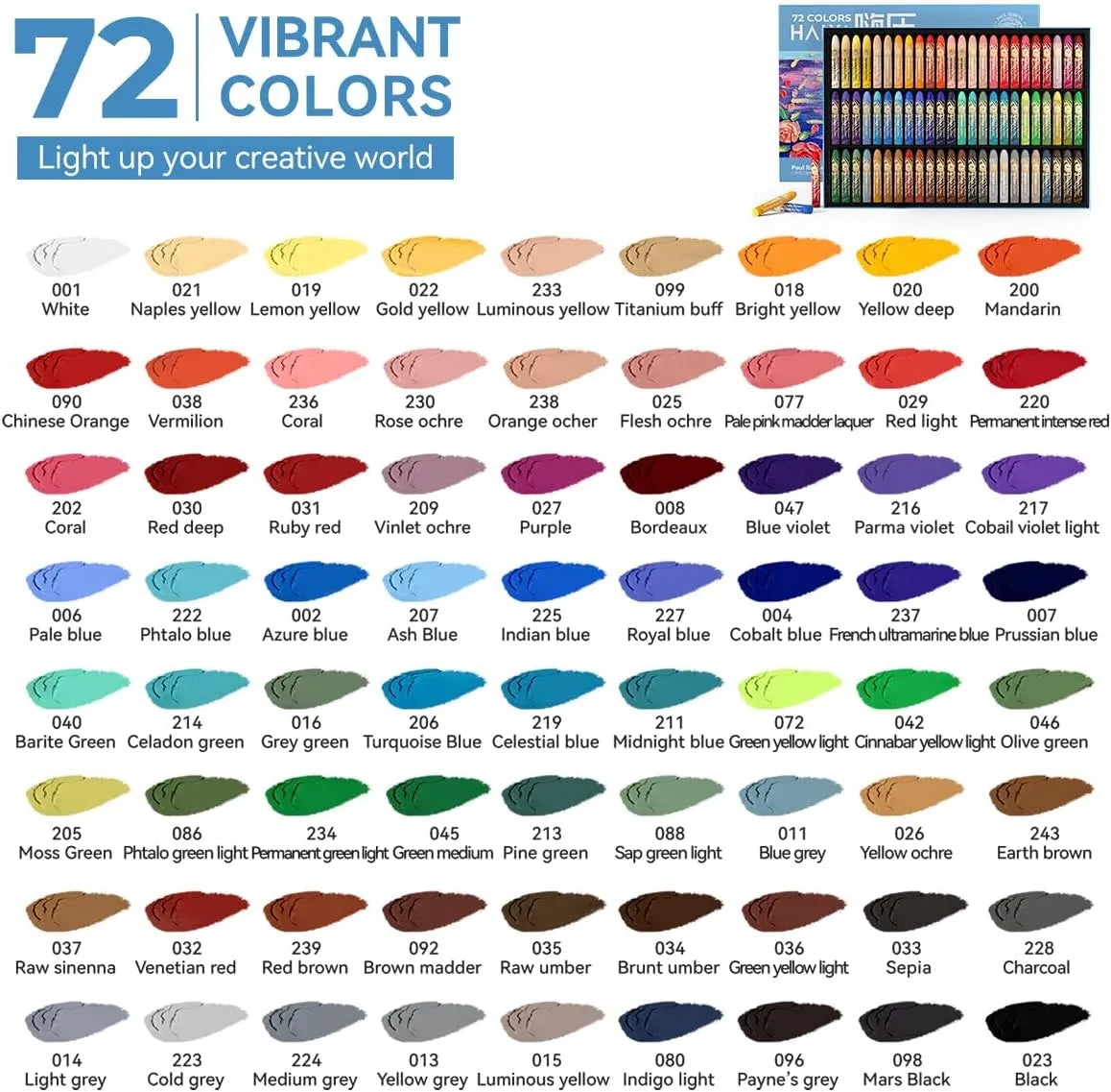 [[====Paul Rubens Oil Pastels Set - 72 Vibrant Colors, Ultra-Soft and Creamy Texture, Easy to Blend for Artists and Beginners - Bullet Head Design for Drawing, Painting, Sketching - New Packaging