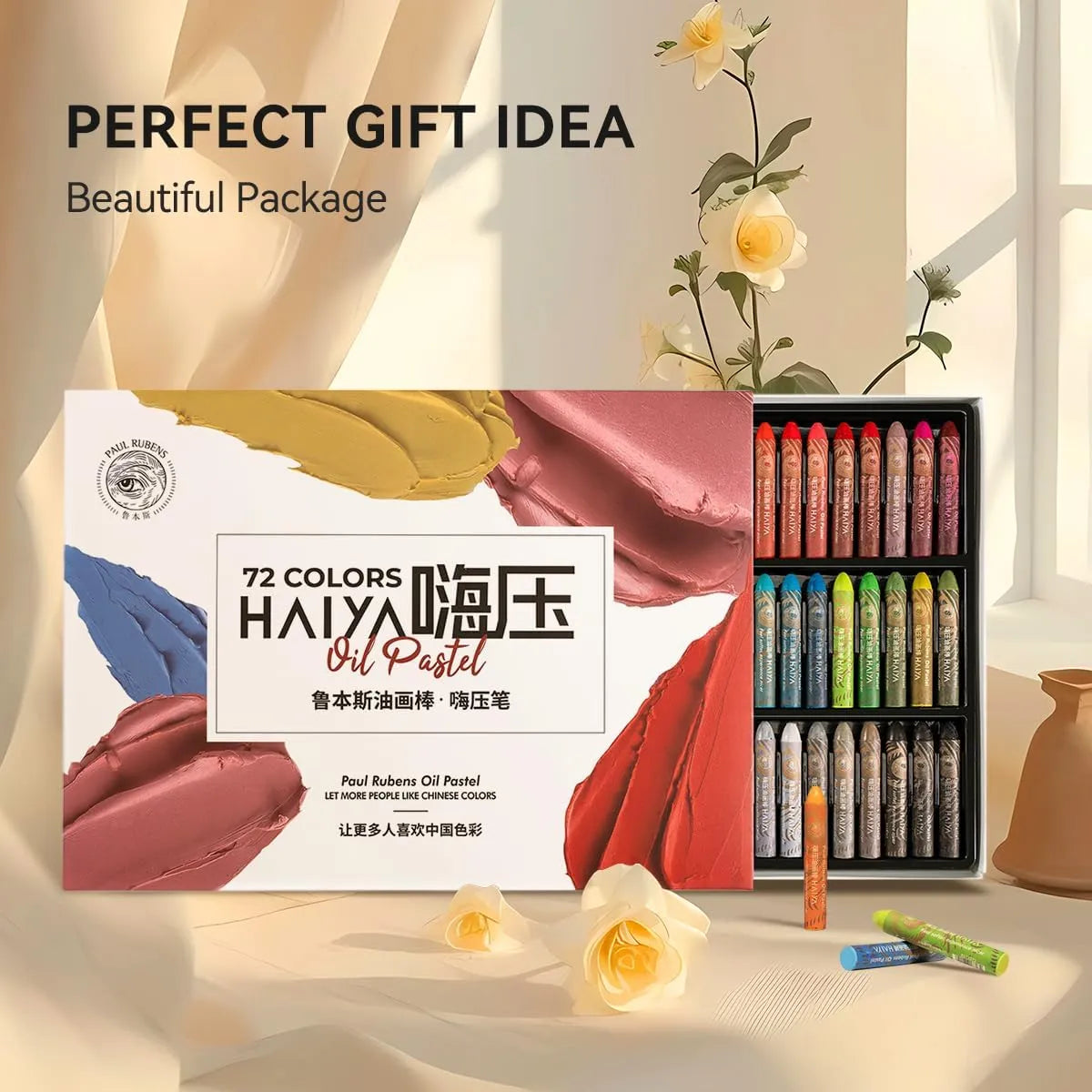 [======Paul Rubens Oil Pastels Set - 72 Vibrant Colors, Ultra-Soft and Creamy Texture, Easy to Blend for Artists and Beginners - Bullet Head Design for Drawing, Painting, Sketching