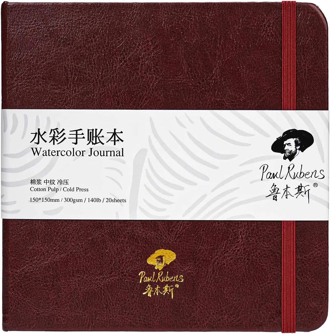 [[=========Paul Rubens Square Watercolor Journal, 1 & 2 Pack 40 Sheets 100% Cotton Acid-Free Cold Press Watercolor Sketchbook 4.72 * 4.72 &  5.91 * 5.91 Inches, 140lb/300gsm for Watercolors, Gouache, Acrylics