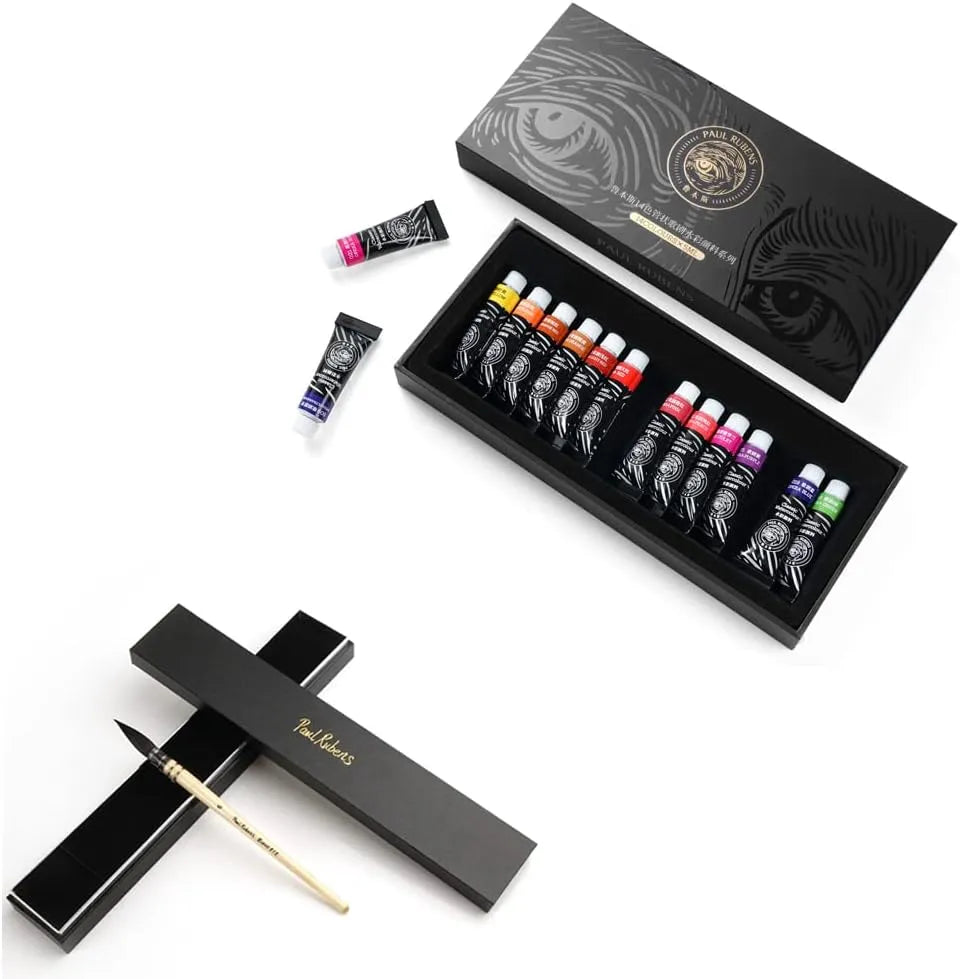 [[=====Paul Rubens Watercolor Paint 14 Vibrant Neon Colors Watercolor Paint Set,Professional Watercolor Paint Brush,Suitable for Watercolor Painting, Comic, Illustration