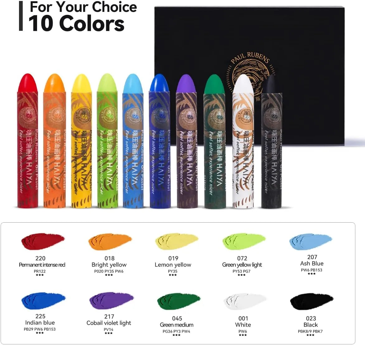 [======Paul Rubens White Oil Pastels (8 Pack) - Ultra-Creamy & Blendable, Bullet Tip for Precision - Premium Art Supplies for Drawing, Sketching & Painting - Ideal for Artists, Students & Beginners