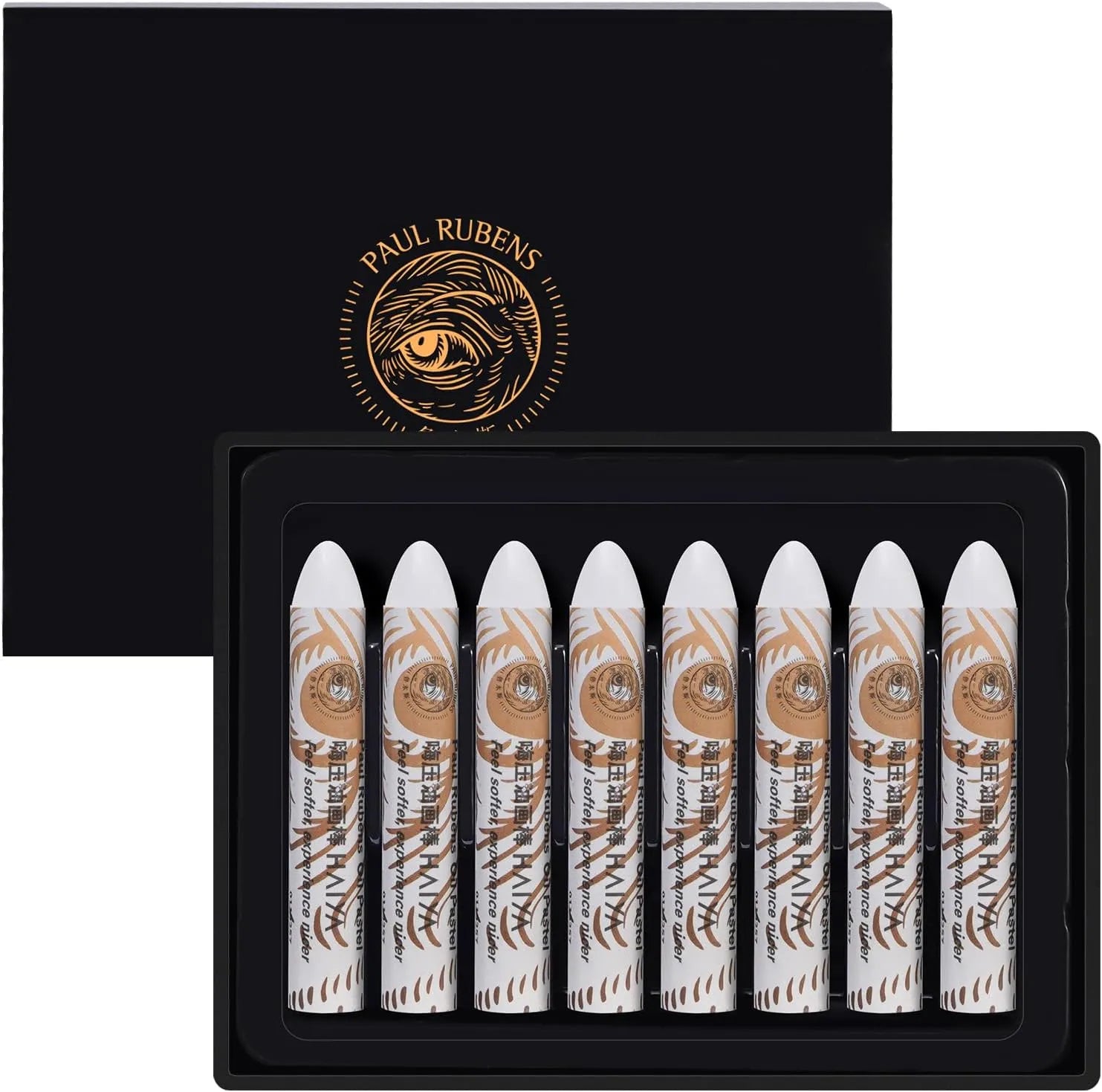 [======Paul Rubens White Oil Pastels (8 Pack) - Ultra-Creamy & Blendable, Bullet Tip for Precision - Premium Art Supplies for Drawing, Sketching & Painting - Ideal for Artists, Students & Beginners