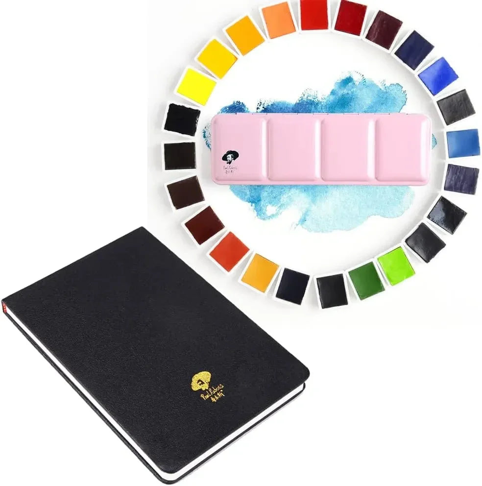 ======Paul Rubens Art Supplies Watercolor Paper&Paul Rubens Professional 24 Watercolor Paint Set Artist Grade