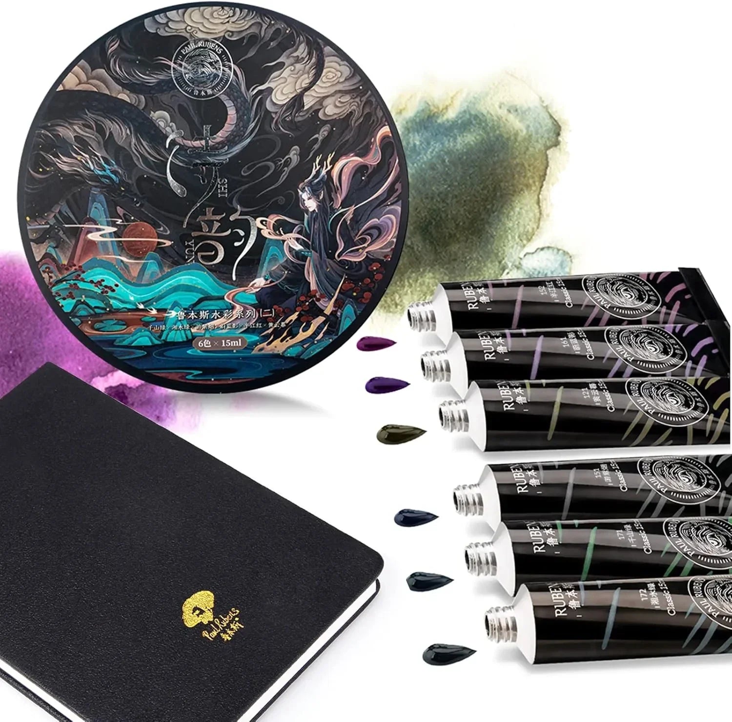 =======Paul Rubens Art Supplies Watercolor Paper& Watercolor Paint Set100% Cotton Hot Press Watercolor Journal 7.6??¨¤ x 5.3??¨¤