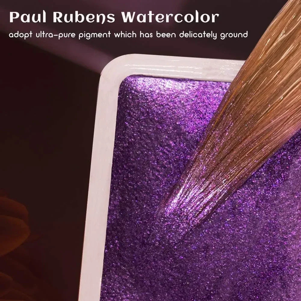 ?====Paul Rubens Artist Grade Watercolor Paint Set, 48 Glitter Colors,Watercolor Paper Block,100% Cotton and Acid-free