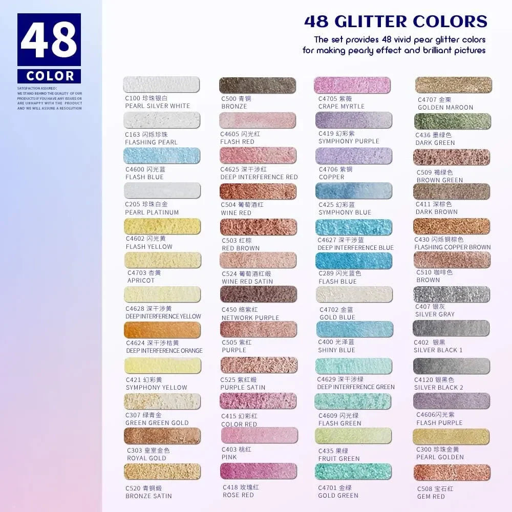 ?====Paul Rubens Artist Grade Watercolor Paint Set, 48 Glitter Colors,Watercolor Paper Block,100% Cotton and Acid-free