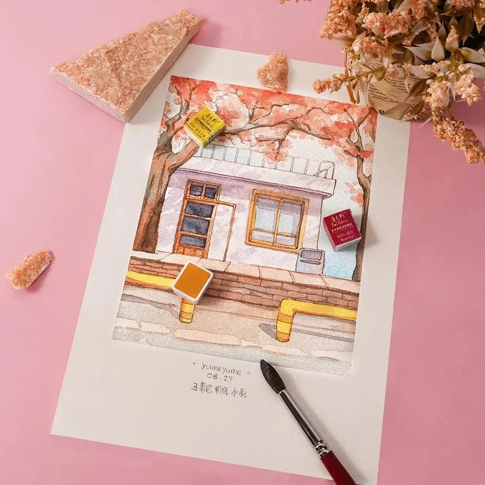 [[====Paul Rubens Professional Watercolor Paint Set Artist Grade,Watercolor Paper Hand-Made Paper, Hot Press 100% Cotton