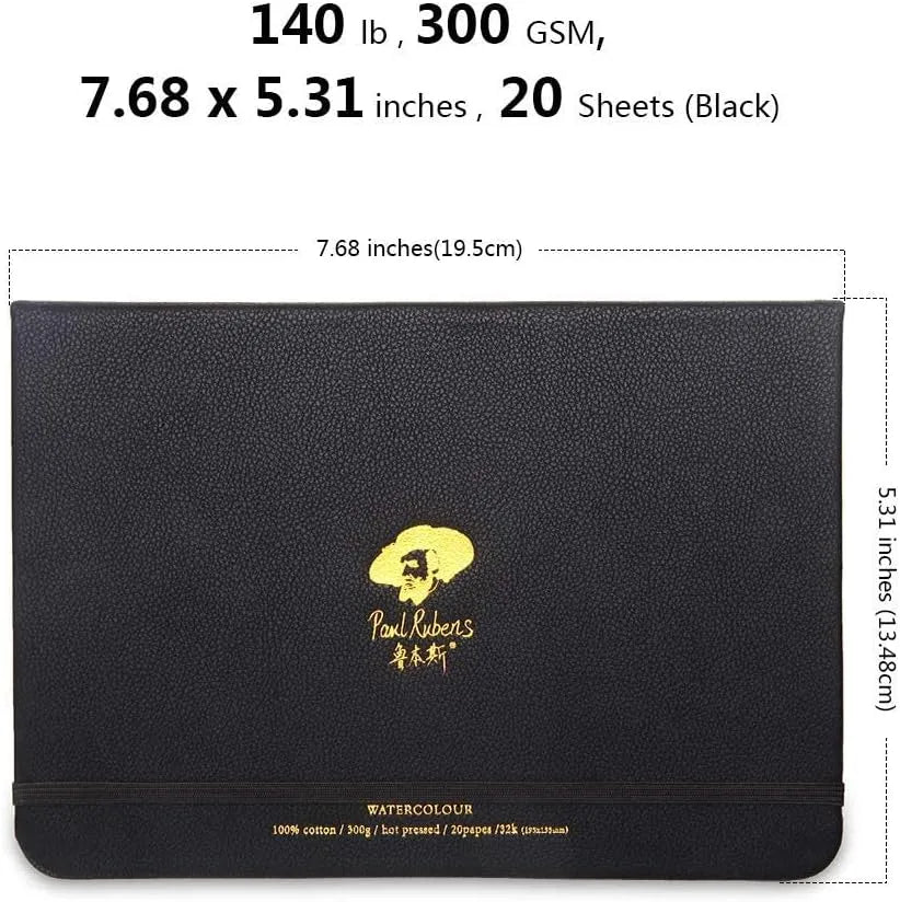 ======Paul Rubens Watercolor Paint Set Artist Grade 24 Vivid Colors,Hot Pressed Paper for Watercolors and Wet Media Block, 100 Percent Cotton, 7.68 x 5.31 inches