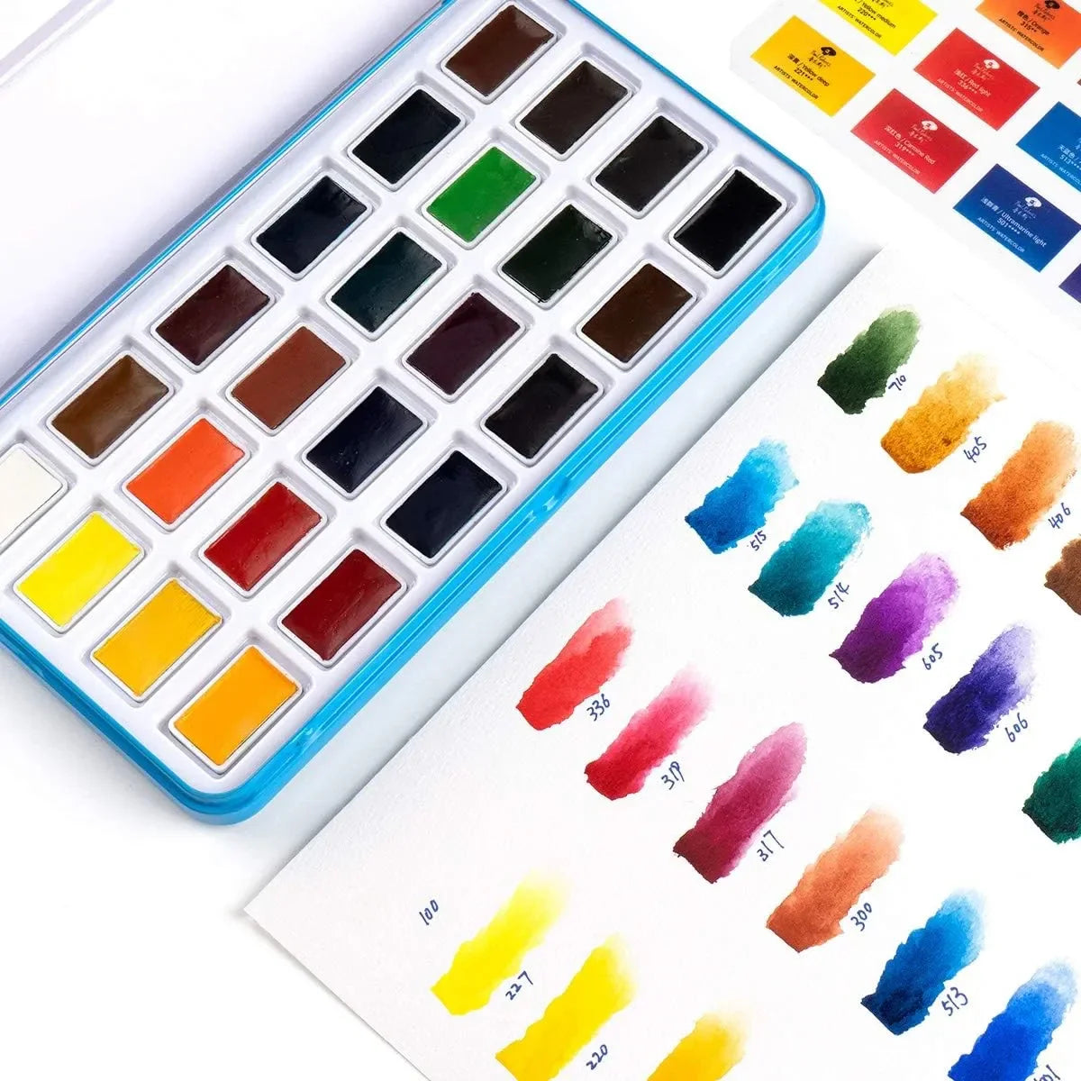 [[=====Paul Rubens Watercolor Paint Set Full Pan, 24 Vivid Colors Water Coloring Paint in Pocket Box with Art Supplies Watercolor Paper, 100% Cotton Hot Press Watercolor Journal 7.6??¨¤ x 5.3??¨¤, 20 Sheets