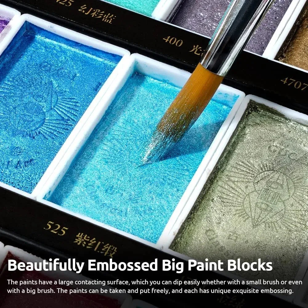 ======Paul Rubens Art Supplies Watercolor Paper& Watercolor Paint Set, 36 Classical Pearlescent Colors Solid Paints, Strong Coverage, Good Lightfastness, Ideal for Illustrators, Artists, Painters, Students