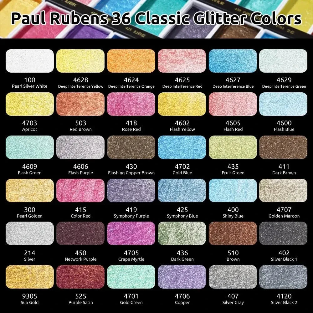 [[====Paul Rubens Watercolor Paint Set, 36 GUCAI Classical Pearlescent Colors & 24 colors Watercolor Paint Set