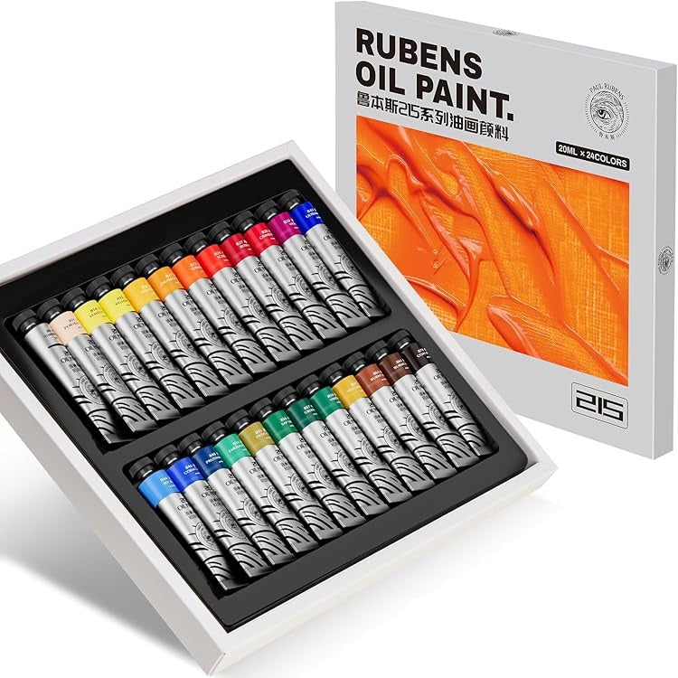 [[======Paul Rubens Oil Paint, 24 Colors*20ml/0.67 oz Tubes, Professional Bright Oil Colors with High Saturation, Creamy Texture, and Consistency, Art Supplies for Artists, Students, Beginners
