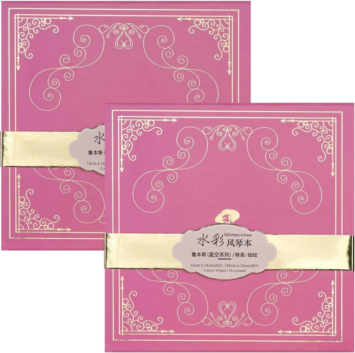 [[=======Paul Rubens 24 Colors Solid Watercolor Paint And 5.5 x 5.5 Inches Organ Style Watercolor Paper, 140lb/300GSM 50% Cotton Hot Pressed Pack of 2 (14 Sheets)